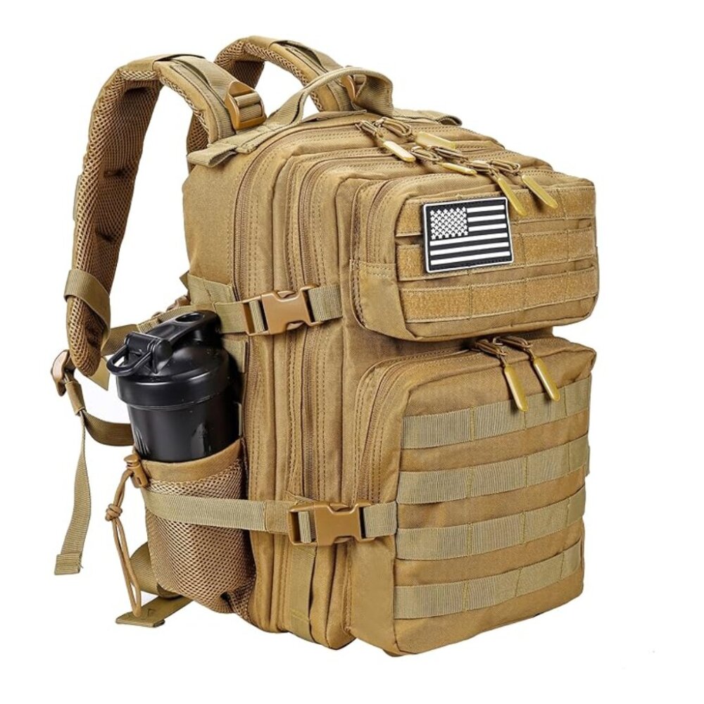 45L Tactical Backpack with Bottle Holder Waterproof Multi Compartment for Hiking